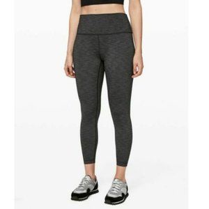 Lululemon Wunder Under Legging 25" Heathered Black 7/8 Tight Size 8 Luxt…